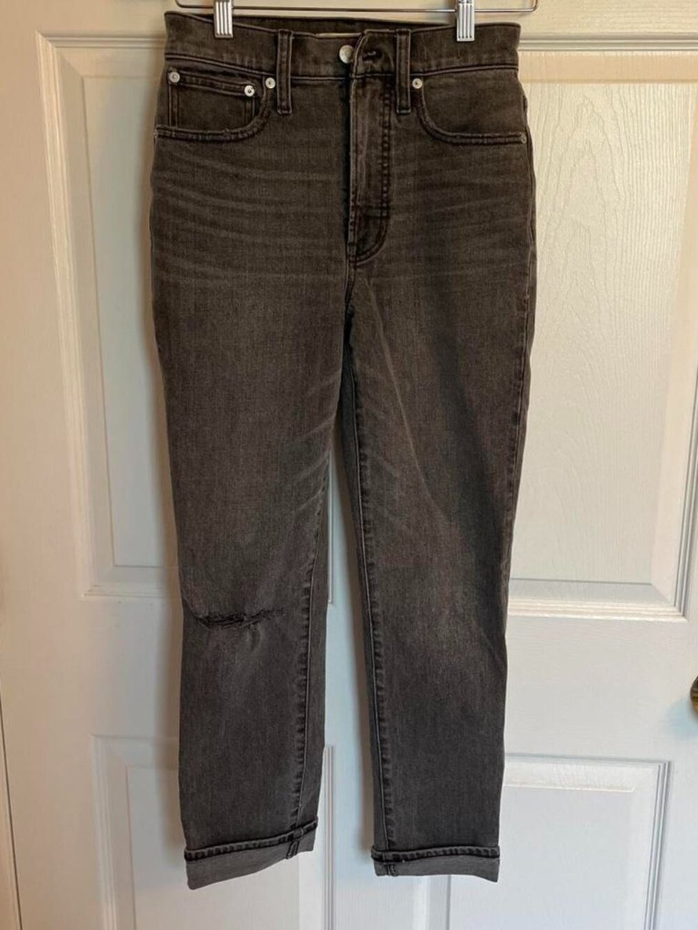Madewell The Perfect Vintage Straight Leg Jeans Faded Black Gray 24 Stretch
